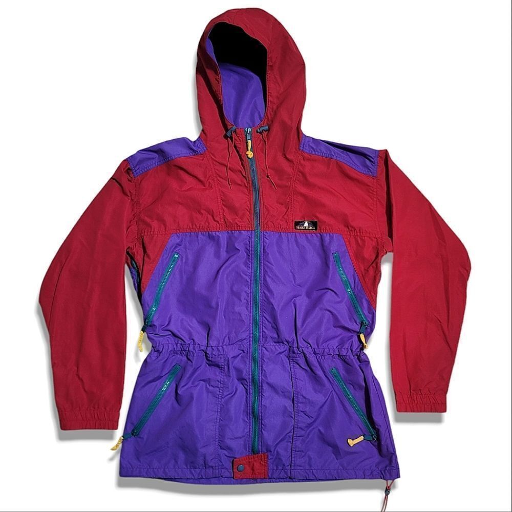 Sierra Designs Windbreaker Vintage 90s Hooded Colorblock Synching Jacket Coat